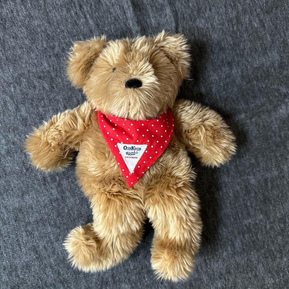 Vintage Eden Osh Kosh Brown Bear 12” Red Bandana - Picture 1 of 10
